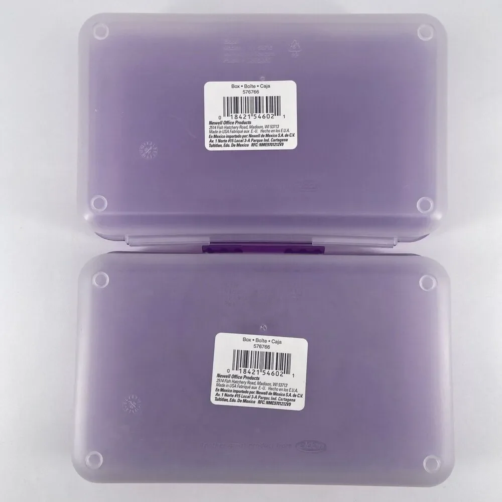 2 SpaceMaker Pencil Box Purple Top Clear Bottom Back To School Organizer
